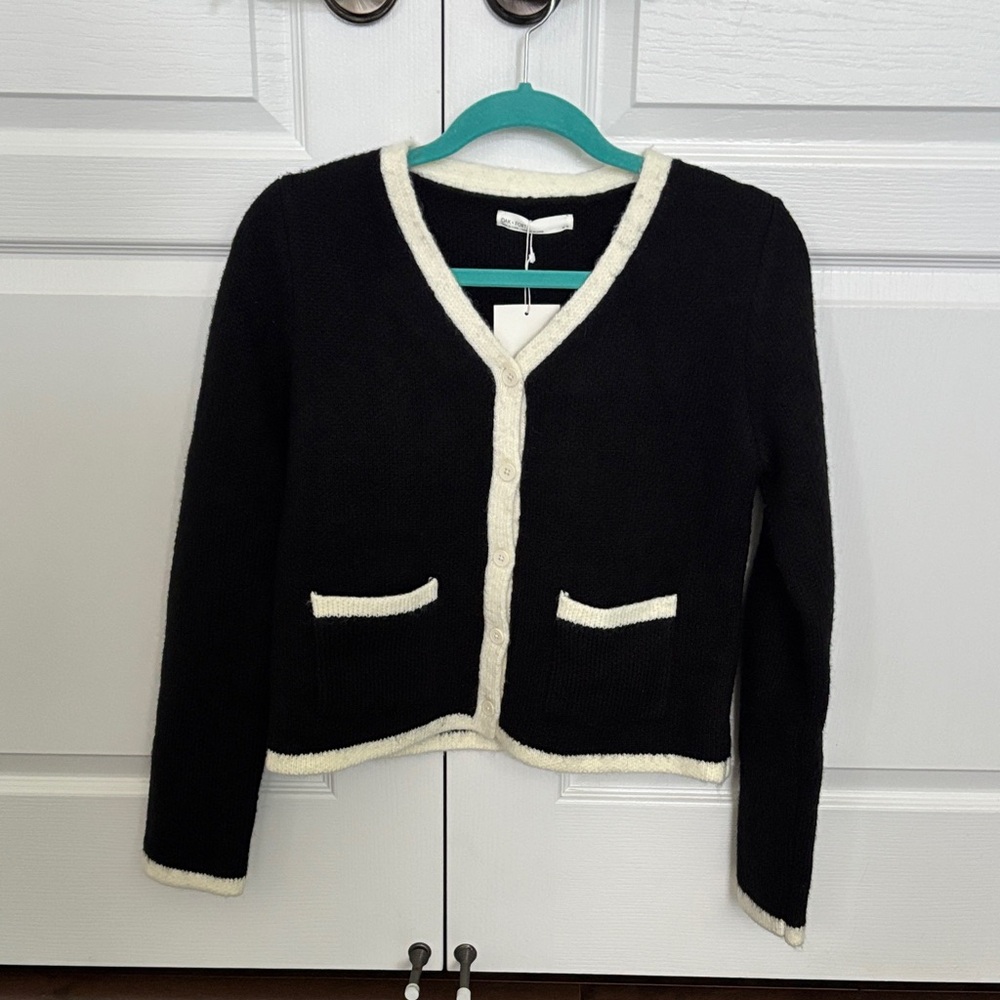 Oak & Fort Black and White Thick Cardigan
